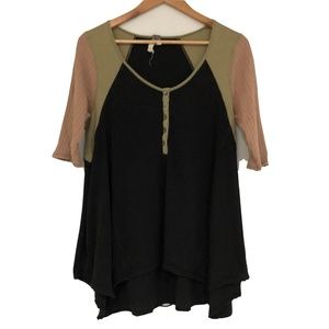 We the Free People Patchwork Henley Tunic Top